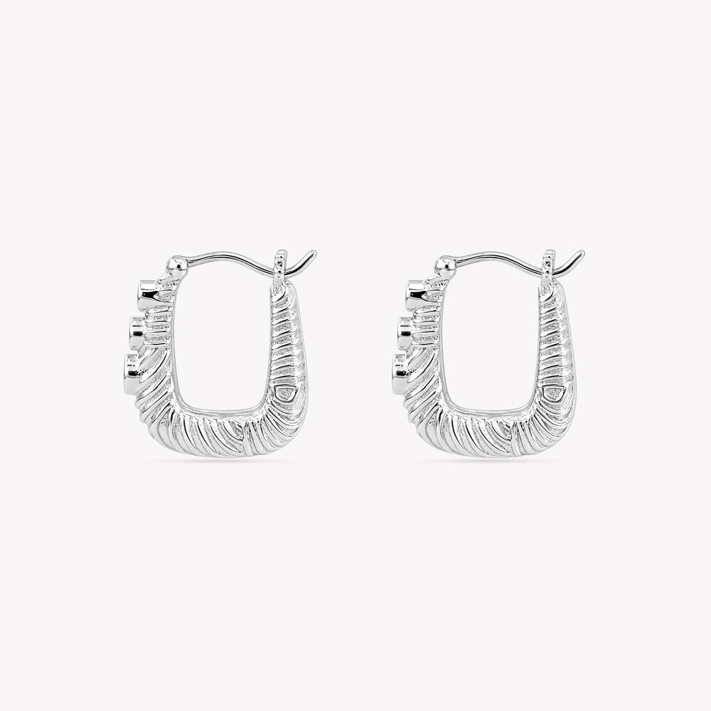 Three Point Groove Hoop Silver Hoop Earrings,,hi-res image number null