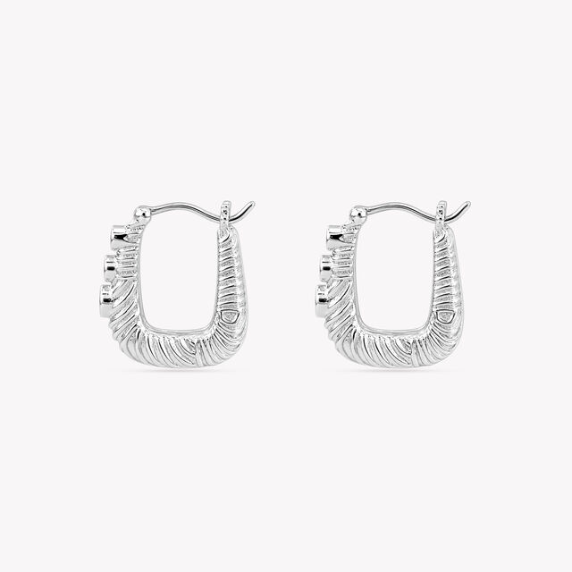 Three Point Groove Hoop Silver Hoop Earrings,,hi-res image number null