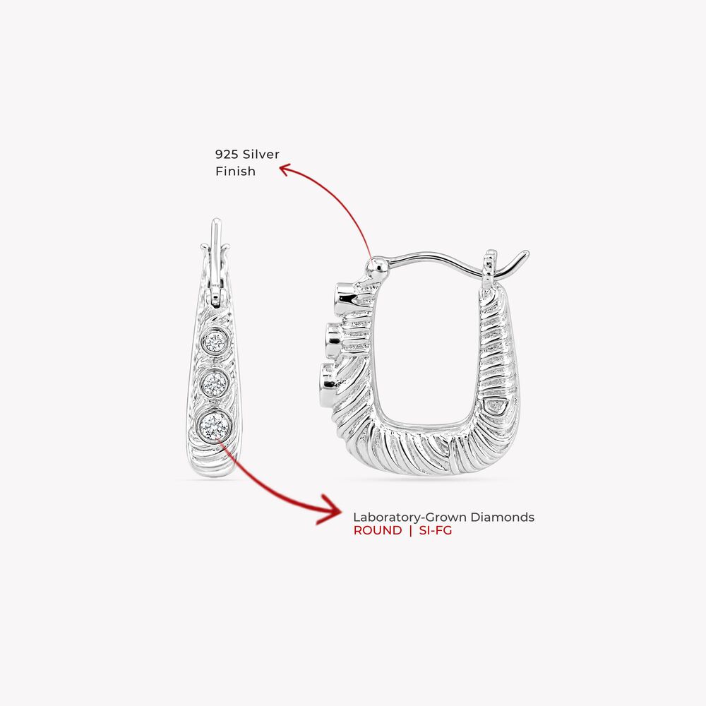 Three Point Groove Hoop Silver Hoop Earrings,,hi-res image number null