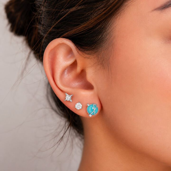 Cosmic Line-Up Silver Stud Earring Set