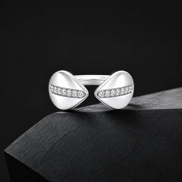 Meet In The Middle Silver Finger Ring,,hi-res image number null
