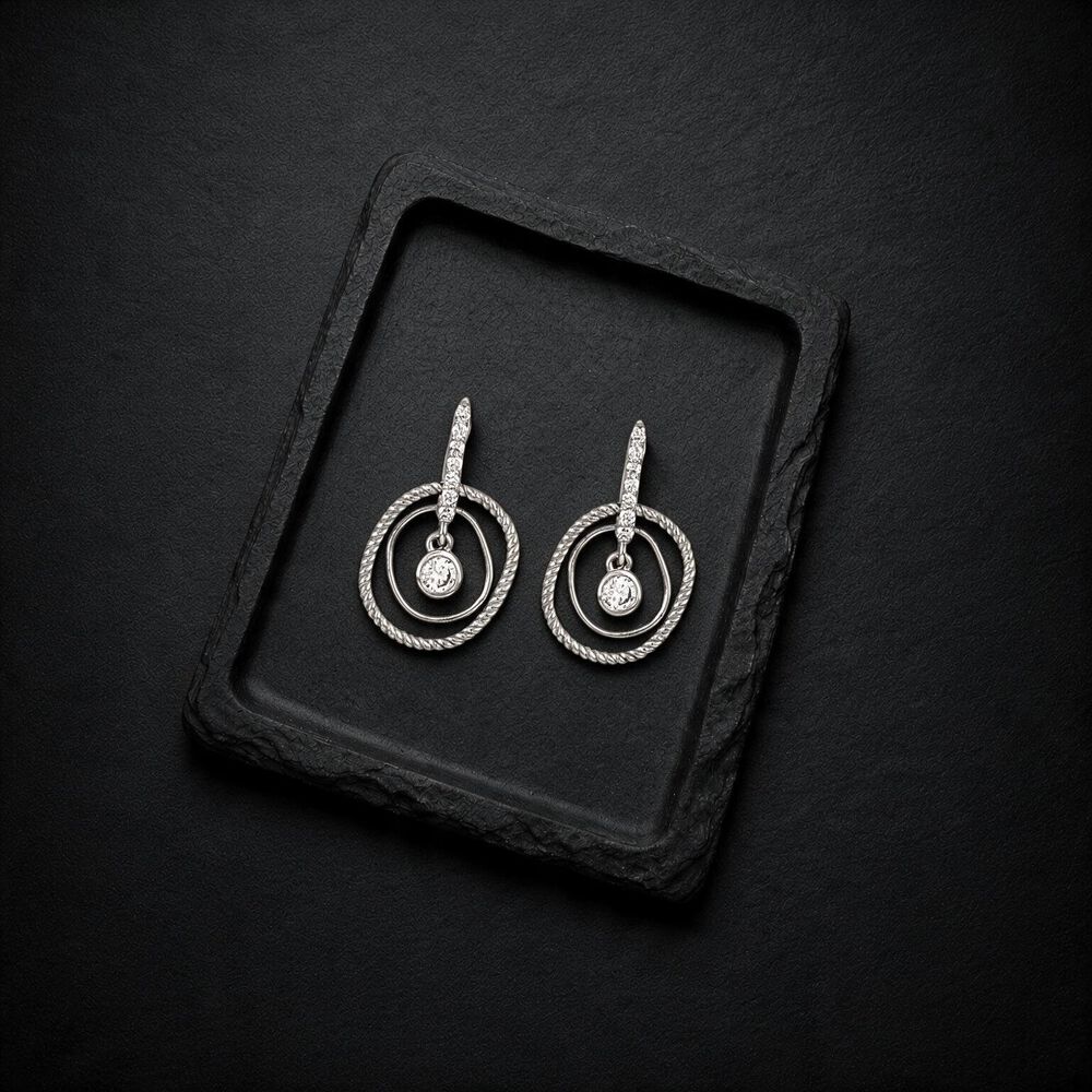 Looped In Light Silver Stud Earrings,,hi-res image number null