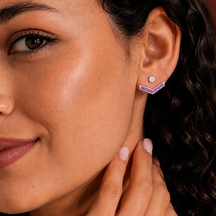 Pink Direction Silver Stud Earrings