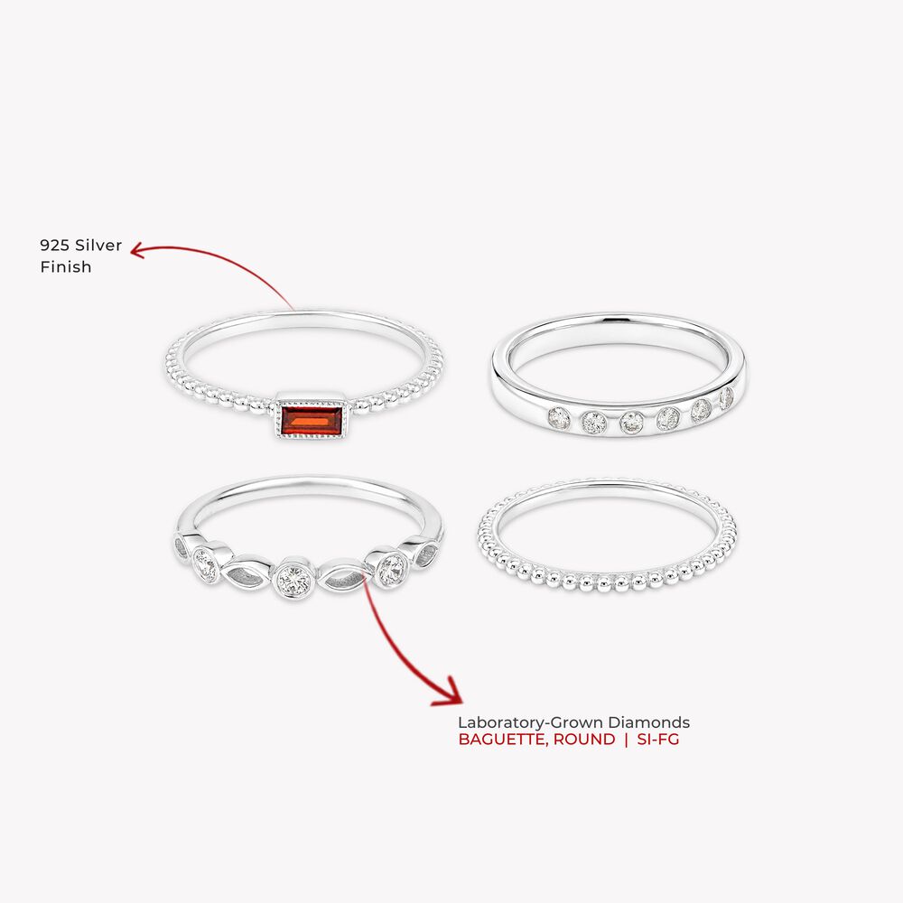 Stack It Your Way Silver Finger Rings,,hi-res image number null