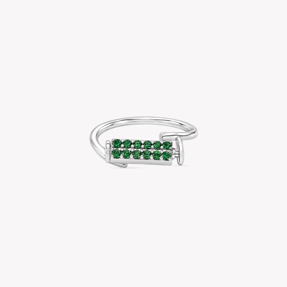 Pin Code Green Silver Finger Ring,,hi-res image number null