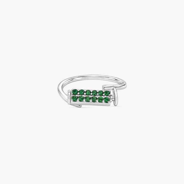 Pin Code Green Silver Finger Ring,,hi-res image number null