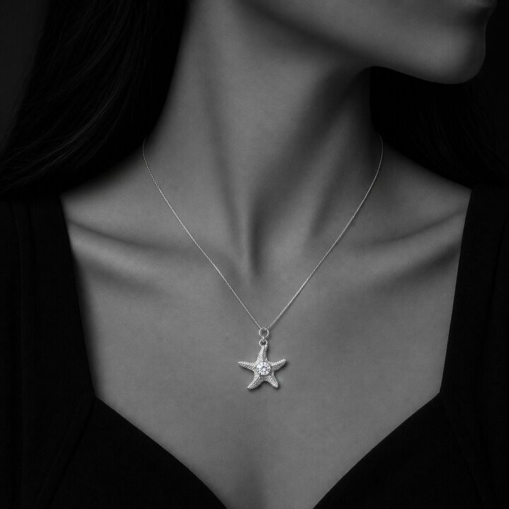 Caught A Starfish Silver Charm