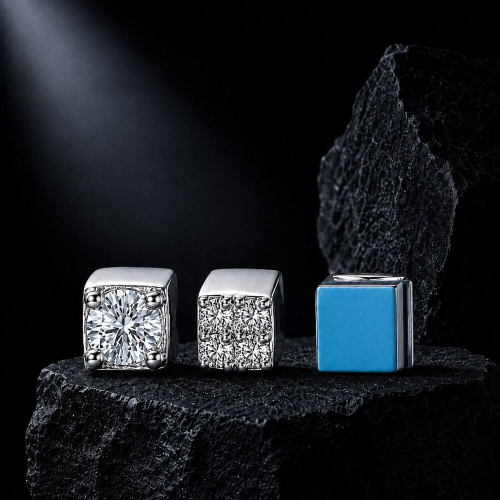 Square Up Silver Stud Earring Set,,hi-res image number null