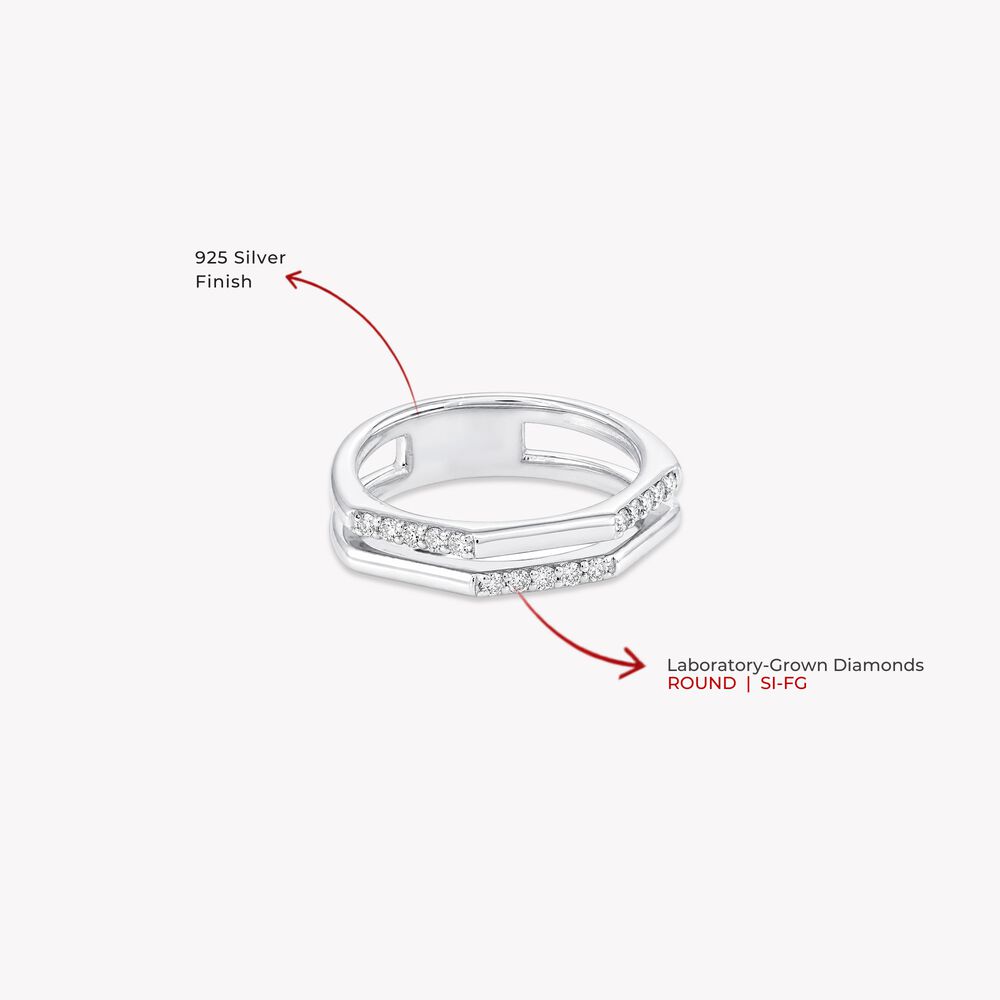Double Track Silver Finger Ring,,hi-res image number null
