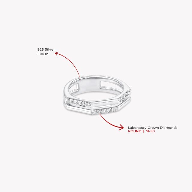 Double Track Silver Finger Ring,,hi-res image number null