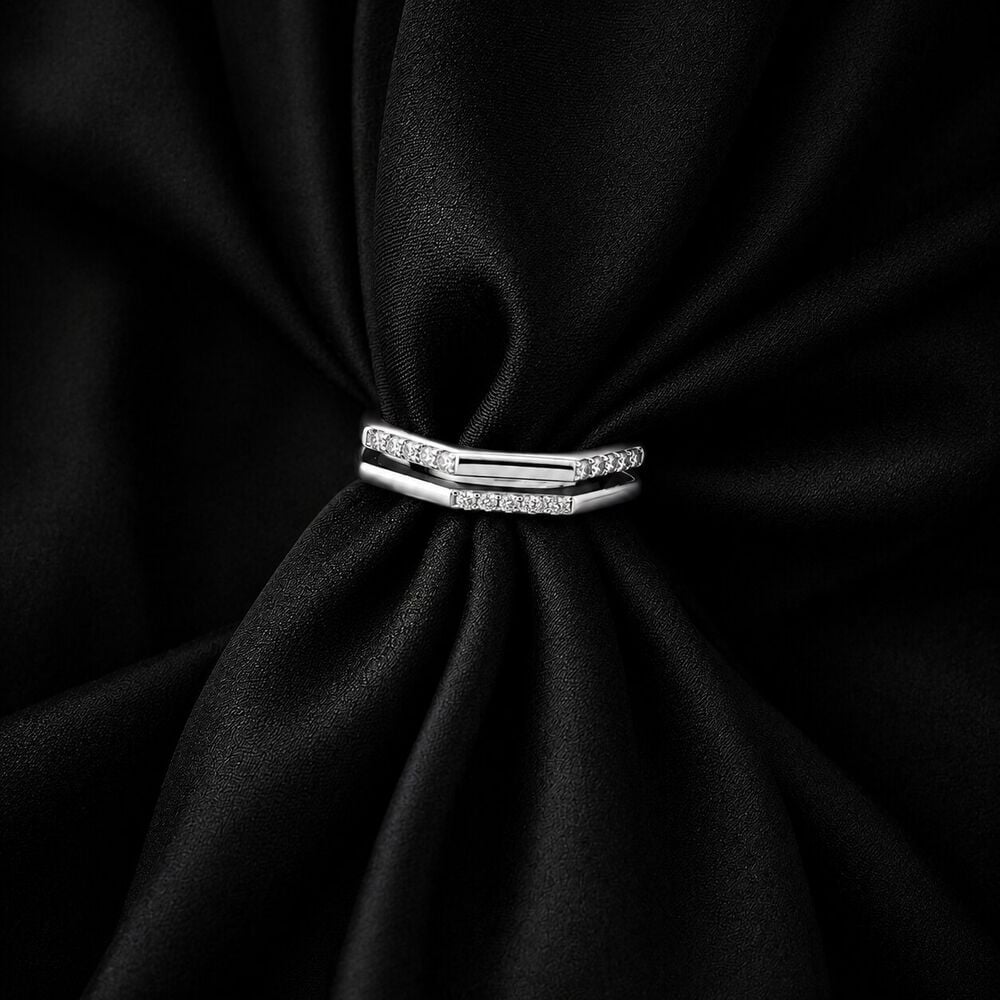 Double Track Silver Finger Ring,,hi-res image number null