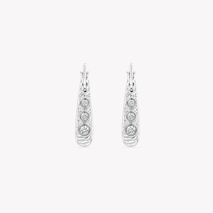 Three Point Groove Hoop Silver Hoop Earrings