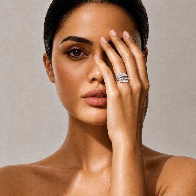 Feather By Feather Silver Finger Ring,,hi-res image number null