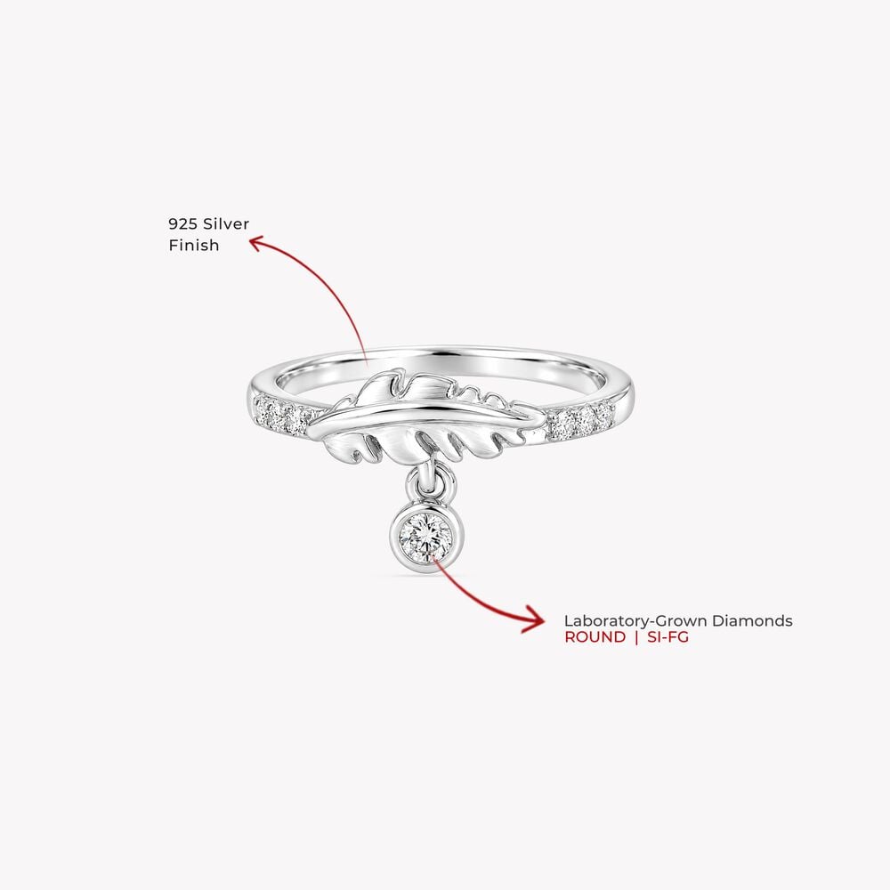 Caught On A Feather Silver Finger Ring,,hi-res image number null