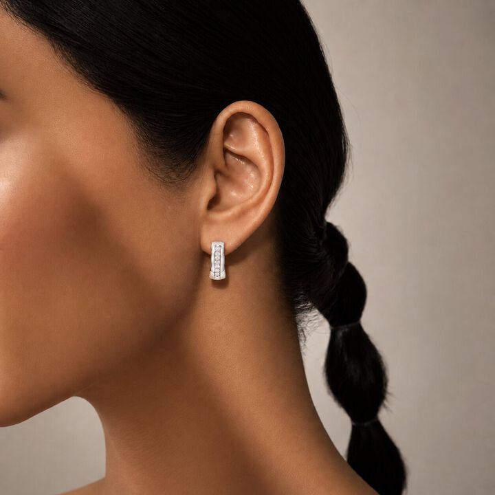 Cut The Curve Hoop Silver Earrings