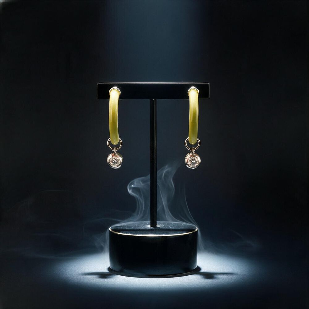Swinging In Green Silver Hoop Earrings,,hi-res image number null