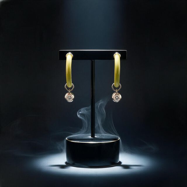 Swinging In Green Silver Hoop Earrings,,hi-res image number null