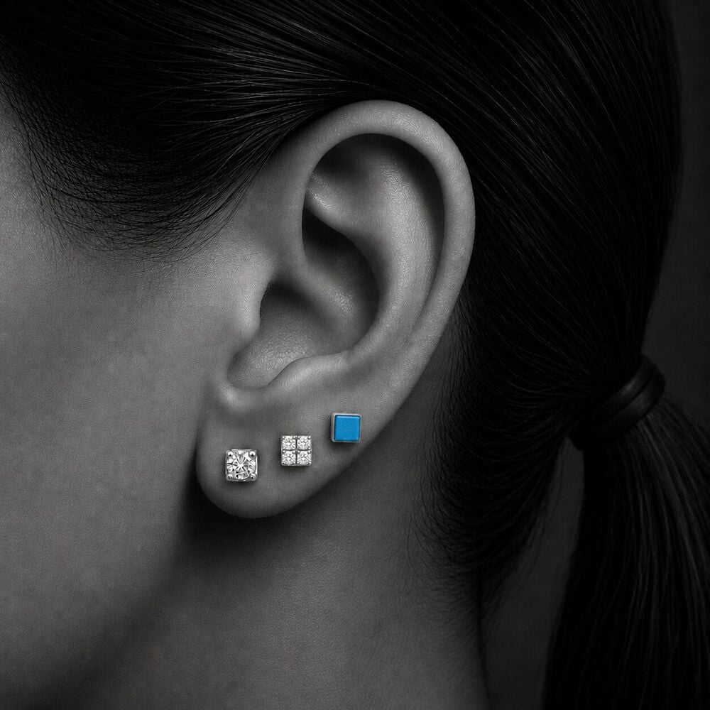 Square Up Silver Stud Earring Set,,hi-res image number null