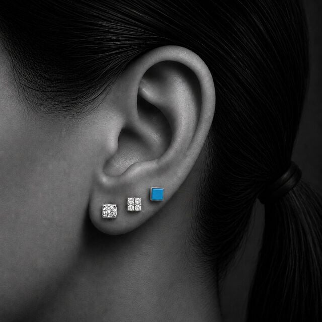 Square Up Silver Stud Earring Set,,hi-res image number null