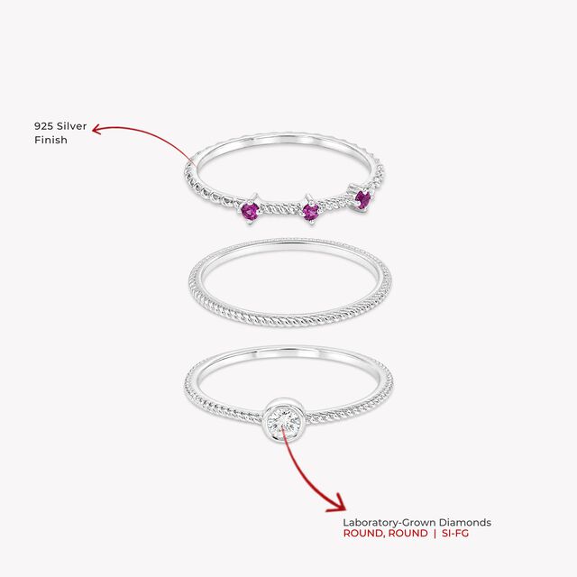 Stack Your Mood Silver Finger Ring Set,,hi-res image number null