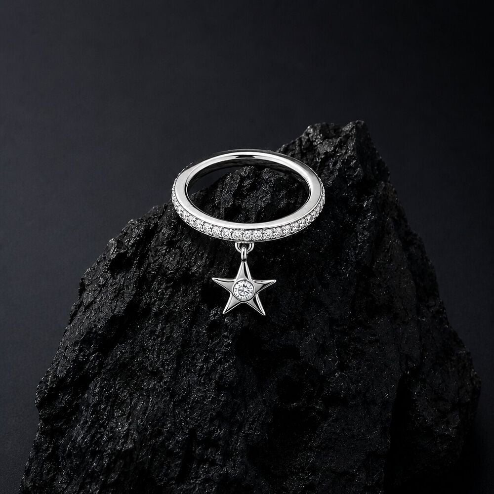 Drop A Star Finger Silver Ring,,hi-res image number null