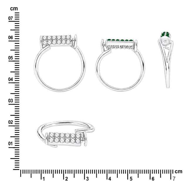 Pin Code Green Silver Finger Ring,,hi-res image number null