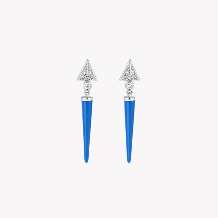 Aim For Blue Silver Drop Earrings