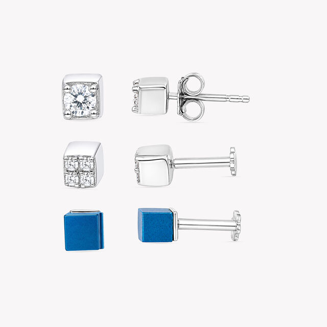Square Up Silver Stud Earring Set,,hi-res image number null