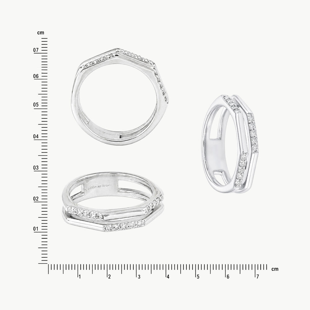 Double Track Silver Finger Ring,,hi-res image number null