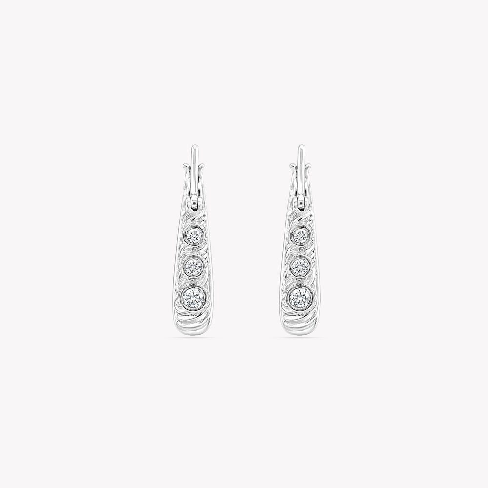 Three Point Groove Hoop Silver Hoop Earrings,,hi-res image number null