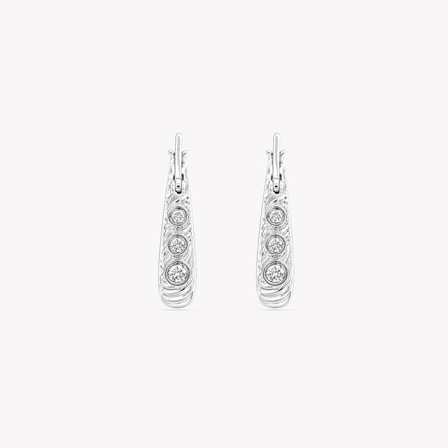 Three Point Groove Hoop Silver Hoop Earrings,,hi-res image number null