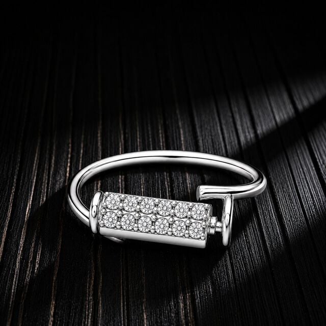 Pin Code Green Silver Finger Ring,,hi-res image number null