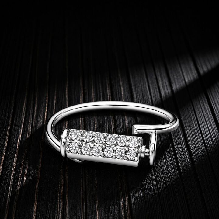 Pin Code Green Silver Finger Ring