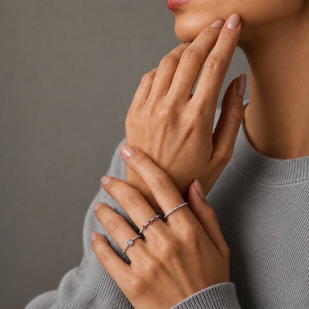 Stack Your Mood Silver Finger Ring Set,,hi-res image number null