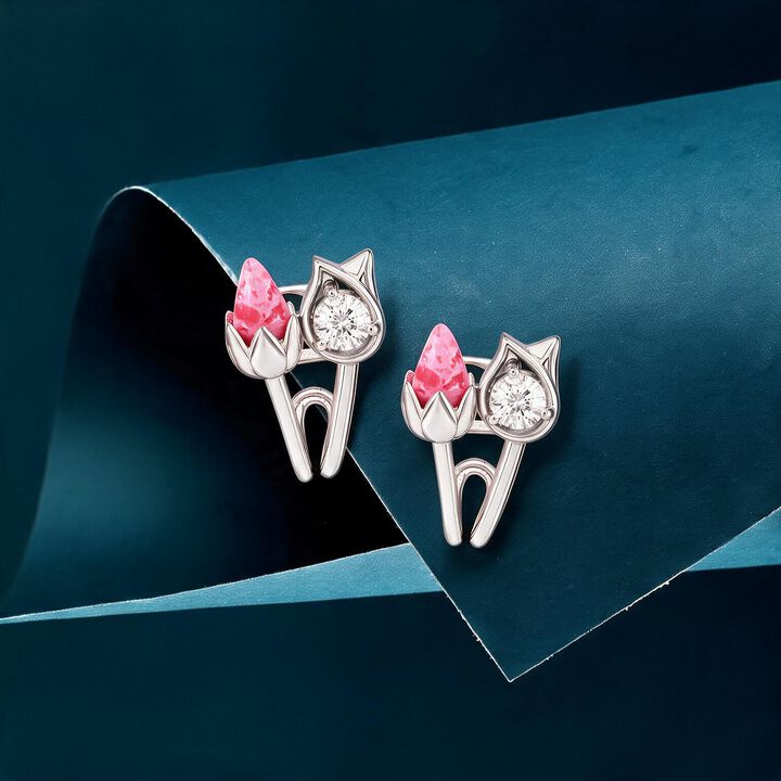 Tulip Twist J-Hoop Silver Earrings