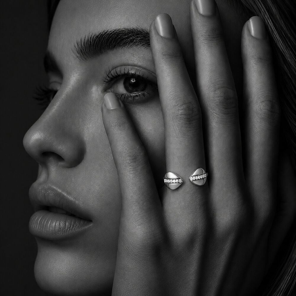 Meet In The Middle Silver Finger Ring,,hi-res image number null
