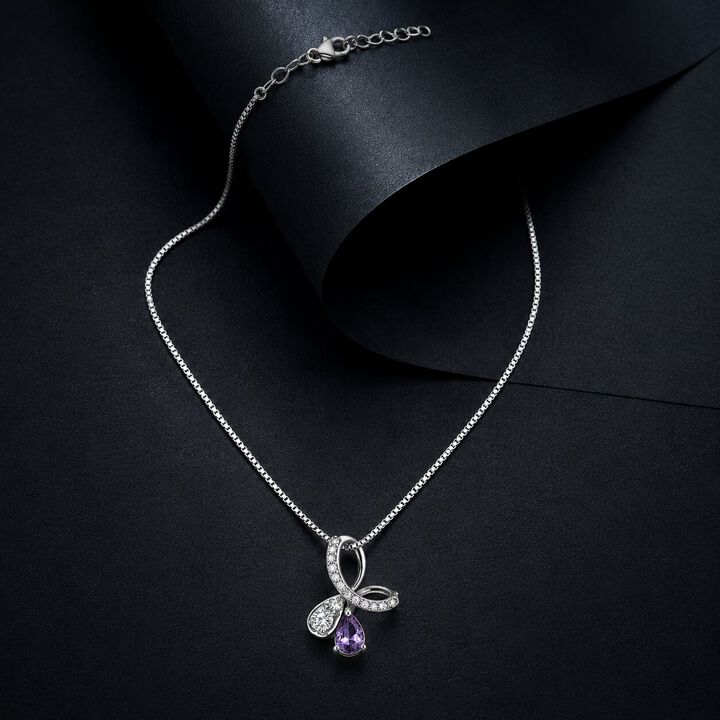 Looped In Purple Silver Pendant With Chain