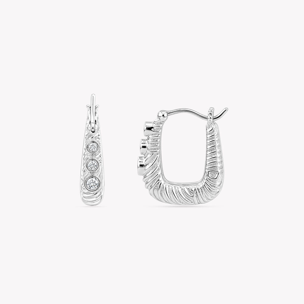Three Point Groove Hoop Silver Hoop Earrings,,hi-res image number null