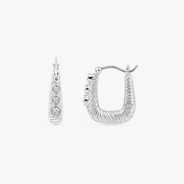 Three Point Groove Hoop Silver Hoop Earrings,,hi-res image number null