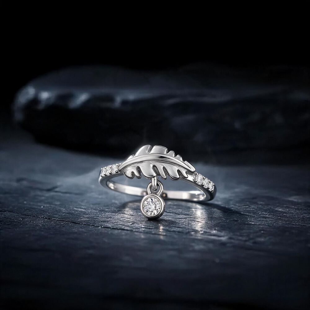 Caught On A Feather Silver Finger Ring,,hi-res image number null