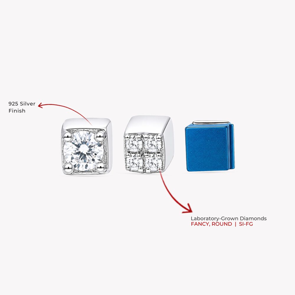 Square Up Silver Stud Earring Set,,hi-res image number null