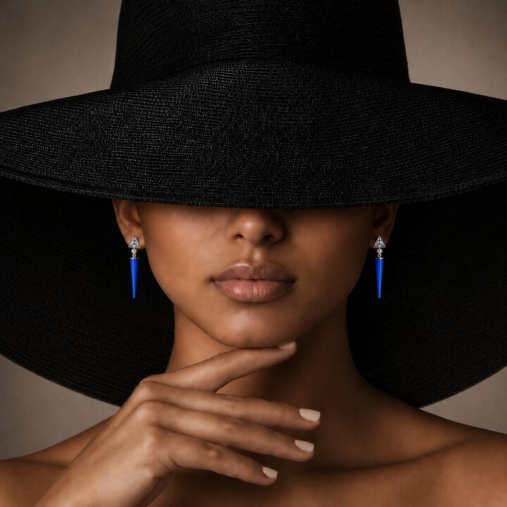 Aim For Blue Silver Drop Earrings