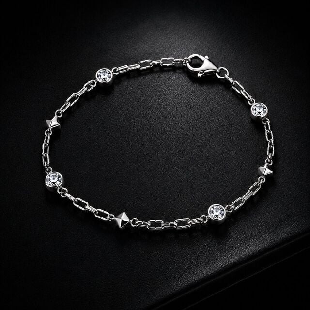 Linked And Lit Silver Bracelet,,hi-res image number null