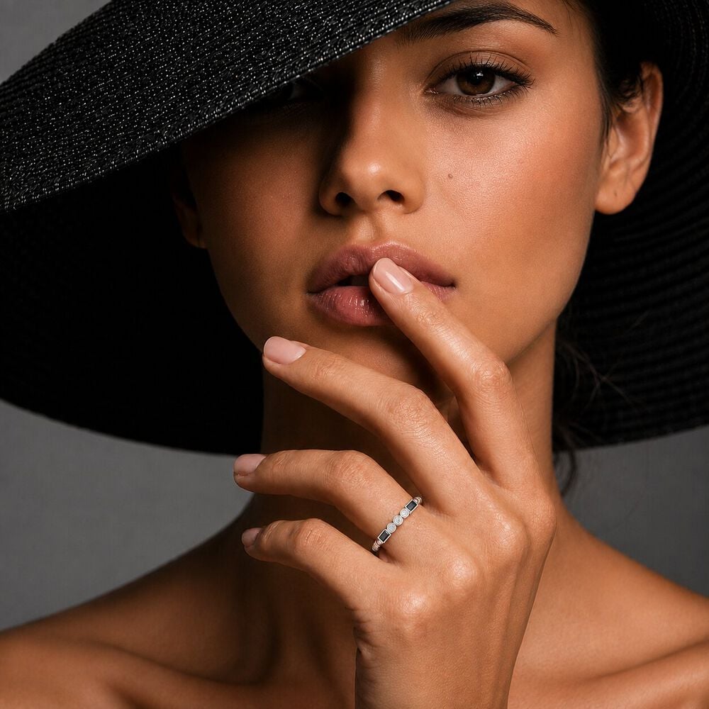 Contrast Code Silver Finger Ring,,hi-res image number null