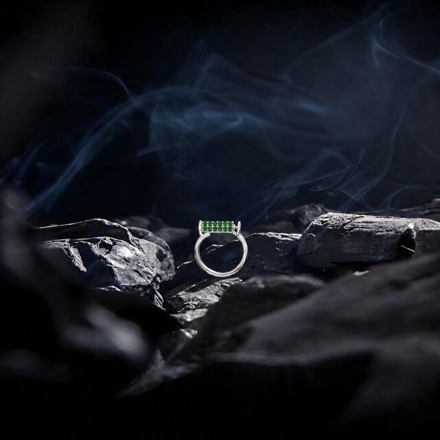 Pin Code Green Silver Finger Ring,,hi-res image number null